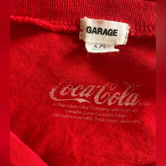 Garage Coca-Cola Coke Brand Logo Red cropped T-shirt Top Women’s G / L Large - Picture 3 of 5